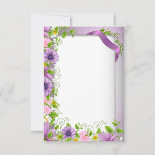 Invitation avec bordure florale violette (Devant)