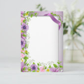 Invitation avec bordure florale violette (Debout devant)