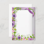 Invitation avec bordure florale violette (Devant / Derrière)