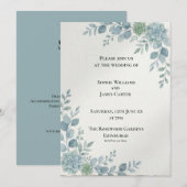 Invitation avec bordure latérale botanique bleue (Devant / Derrière)