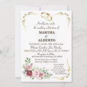 Invitation avec cadre doré moderne et floral borde (Devant)