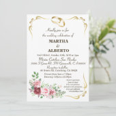 Invitation avec cadre doré moderne et floral borde (Debout devant)