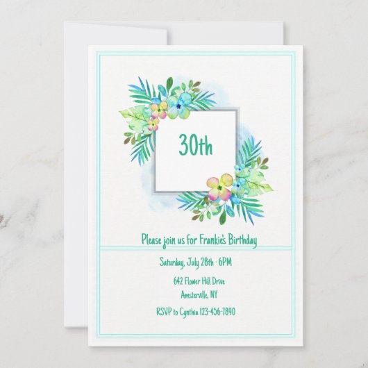 Invitation avec cadre floral (Devant)