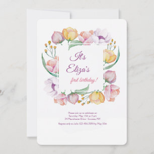 Invitation avec cadre floral printanier