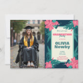 Invitation 🎓Avec code QR Fleur Tropicale Photo (Devant)