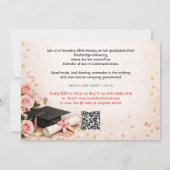 Invitation 🎓Avec code QR Horizontal Floral Rose & Or (Dos)