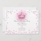 Invitation avec confettis de fête Couronne Rose et (Devant)