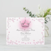 Invitation avec confettis de fête Couronne Rose et (Debout devant)