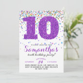Invitation avec confettis pour 10e anniversaire (Debout devant)