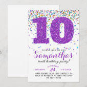 Invitation avec confettis pour 10e anniversaire (Devant / Derrière)