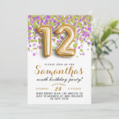 Invitation avec confettis pour 12ème anniversaire (Debout devant)