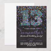 Invitation avec confettis pour 13e anniversaire (Devant / Derrière)