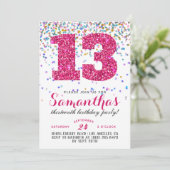 Invitation avec confettis pour 13e anniversaire (Debout devant)