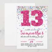 Invitation avec confettis pour 13e anniversaire (Devant / Derrière)