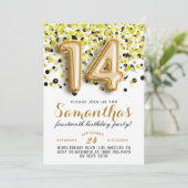 Invitation avec confettis pour 14e anniversaire (Debout devant)