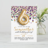 Invitation avec confettis pour 6ème anniversaire (Debout devant)