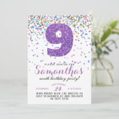 Invitation avec confettis pour 9e anniversaire (Debout devant)