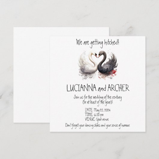 Invitation avec cygnes (Devant / Derrière)