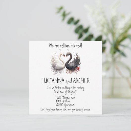 Invitation avec cygnes (Debout devant)