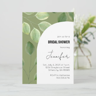 Invitation avec de belles feuilles d'eucalyptus ve