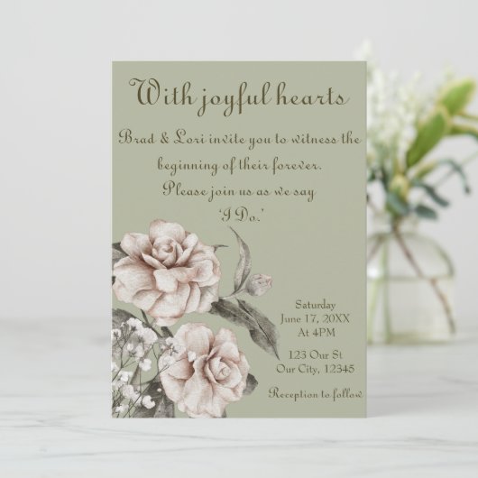 Invitation Avec des coeurs joyeux (Debout devant)