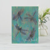 Invitation avec des libellules dans le bleu et le (Debout devant)