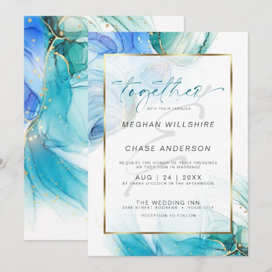 Invitation avec éclaboussures d'encre alcoolique M (Devant / Derrière)