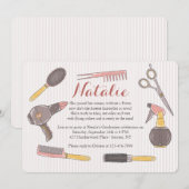 Invitation avec éléments de coiffeuse dessinés à l (Devant / Derrière)