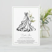 Invitation avec feuillage d'eucalyptus et robe de (Debout devant)