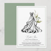Invitation avec feuillage d'eucalyptus et robe de (Devant / Derrière)