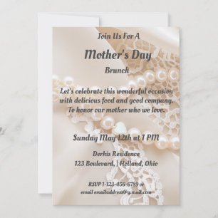 Invitation avec fond en dentelle, satin et perle