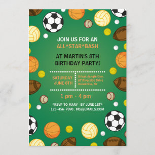 Invitation avec fond sportif