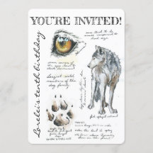 Invitation avec illustration personnalisée de loup