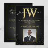 Invitation avec Initiales Personnalisées Anniversa (Devant / Derrière)