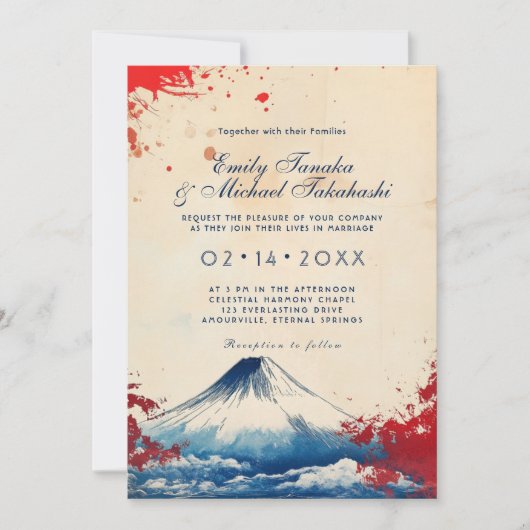 Invitation Avec la photo Japonesque Harmonie avec Fuji (Devant)