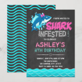 Invitation avec le mot carte d'ardoise requin (Devant / Derrière)