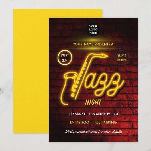 Invitation avec logo du festival de jazz Neon (Devant / Derrière)