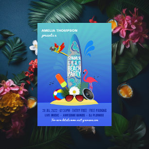 Invitation avec logo pour la soirée plage du club