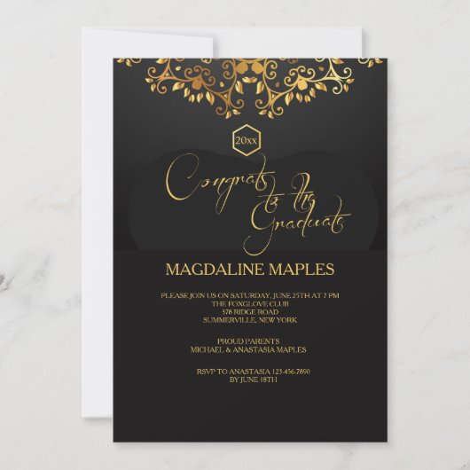 Invitation avec Marquee Dorée (Devant)