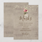 Invitation avec masque et jarres de fleurs et guir (Devant / Derrière)