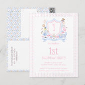 Invitation avec monogramme de crête d'Alice au pay (Devant / Derrière)