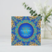 Invitation avec Monogramme en Dentelle Satinée Or (Debout devant)
