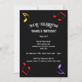 Invitation avec notes de musique d'anniversaire (Devant)