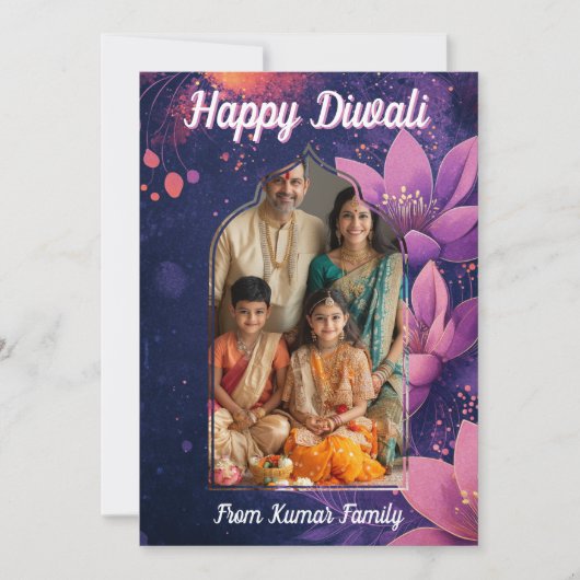 Invitation Avec photo et texte personnalisé Glow & lotus cart (Devant)