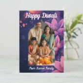 Invitation Avec photo et texte personnalisé Glow & lotus cart (Debout devant)