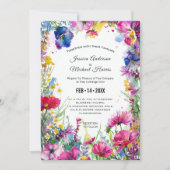 Invitation Avec photo, fleurs bleues de pré (Devant)