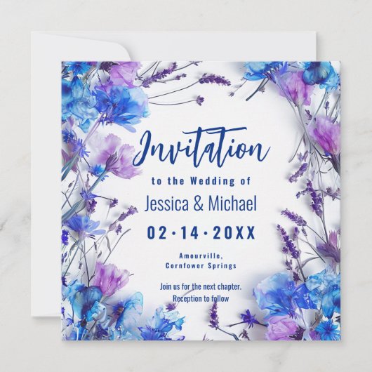 Invitation 💍 Avec poème Fleurs de Cornouailles et Lavande El (Devant)