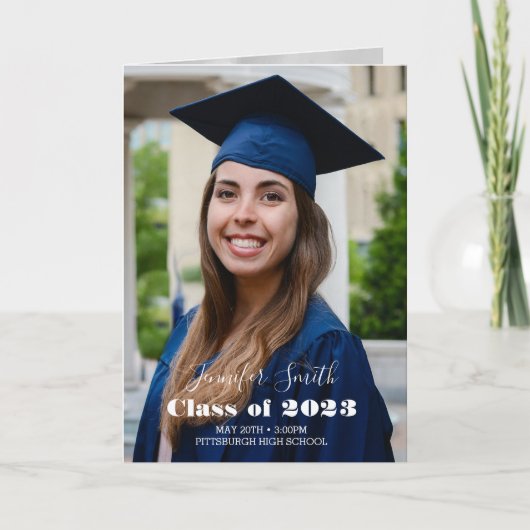 Invitation avec poème pour la graduation photo pli (Devant)