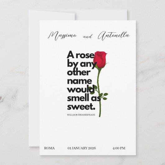 INVITATION AVEC POÉSIE DE WILLIAM SHAKESPEARE (Devant)