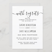 "Avec Regrets" Annonce de Mariage Reporté B & N